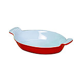 Red, Cast Iron Small Oval Casserole Dish, 0.5 Qt