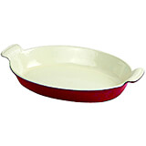 Red, Cast Iron Large Oval Casserole Dish, 1.5 Qt