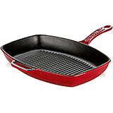 Red, Cast Iron Rectangular Grill Frying Pan