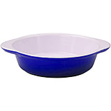 Blue, Cast Iron Large Round Casserole Dish, 1.25 Qt