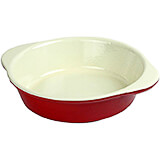 Red, Cast Iron Small Round Casserole Dish, 0.5 Qt
