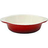 Red, Cast Iron Large Round Casserole Dish, 1.25 Qt