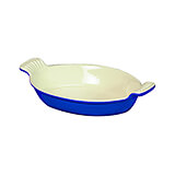 Blue, Cast Iron Small Oval Casserole Dish, 0.5 Qt