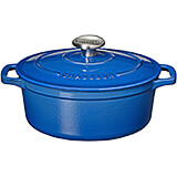 Blue, Cast Iron Oval Dutch Oven, 6.75 Qt