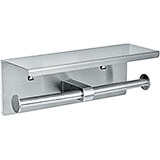 Stainless Steel Double Toilet Paper Holder with Shelf Storage Rack