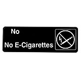 Black, ABS No E-Cigarettes Sign, 3" X 9", White Lettering
