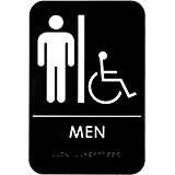 Black, ABS Mens Braille Handicapped Restroom Sign, ADA Compliant, 6" X 9", White Lettering