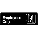 Black, ABS Employees Only Sign, 3" X 9", White Lettering