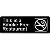Black, ABS This Is A Smoke-Free Restaurant Sign, 3" X 9", White Lettering