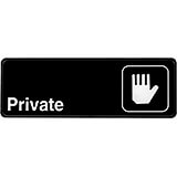 Black, ABS Private Sign, 3" X 9", White Lettering