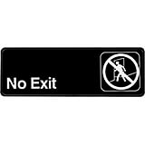 Black, ABS No Exit Sign, 3" X 9", White Lettering