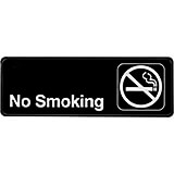 Black, ABS No Smoking Sign, 3" X 9", White Lettering