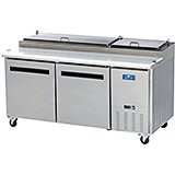 Stainless Steel, Double Door Refrigerated Pizza Prep Table