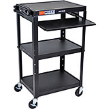 Black, Steel 24" To 42" Height Adjustable AV / Utility Cart with Keyboard Tray