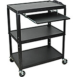 Black, Steel Extra Large 24" To 42" Height Adjustable AV / Utility Cart with Keyboard Tray