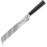 Black, 8" Chikara Serrated / Bread Knife, Forged 420J2 Blade