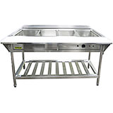 Stainless Steel 4-Well Electric Steam Table, Bain Marie Operation, 240V