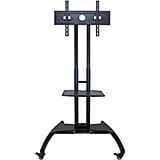 Black, Steel Height Adjustable Rolling TV Stand with Shelf, Fits 40" To 60" Flat Screen TVs