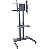 Black, Steel Height Adjustable Rolling TV Stand with Horizontal / Vertical Positioning, Fits 40" To 80" Flat Screen TVs