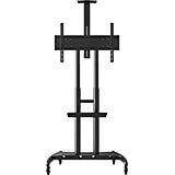 Black, Steel Height Adjustable Rolling TV Stand with Shelf, Fits 40" To 80" Flat Screen TVs