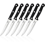 Black, Essential Series 6-Piece Steak Knife Set, Serrated, 6/PK