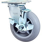 6" X 2" Swivel Caster w/Brake and Hardware for Camcarts, H-Series and Front Loading Carriers