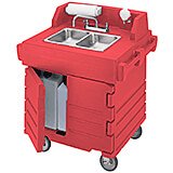 Hot Red, Portable Hand Sink Cart, Self-Contained, 110V