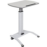 White, Portable Podium / Lectern, Pneumatic Height Adjustable Stand with Wheels