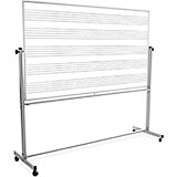 Steel Double Sided Music Staff Magnetic Whiteboard 72"W X 48"H with Rolling Stand