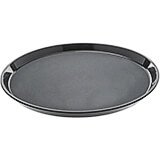 Black, 14" Round Non-Slip Fiberglass Food Trays, 12/PK