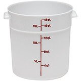 White, 18 qt. Poly Round Food Storage Containers, 6/PK