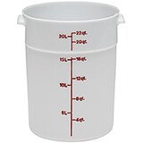 White, 22 qt. Poly Round Food Storage Containers, 6/PK