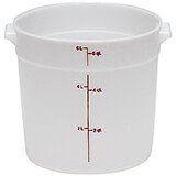 White, 6 qt. Poly Round Food Storage Containers, 12/PK