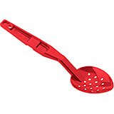 Red, 11" Perforated Deli Serving Spoon, Polycarbonate, 12/PK