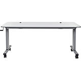Gray, 30" To 42.25" Height Adjustable Desk, Crank Adjustable 72" Flip-Top Table / Training Desk