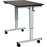 Black, Steel 29.5" To 45.25" Height Adjustable Desk, Crank Adjustable Sit Stand Desk, 48" L W/ Silver Legs