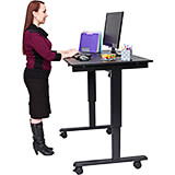 Black, Steel 26" To 51.6" Height Adjustable Desk, 48" Long Electric Sit Stand Desk, Dual-motor