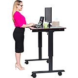 Dark Walnut, Steel 26" To 51.6" Height Adjustable Desk, 48" Long Electric Sit Stand Desk, Dual-motor