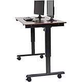 Dark Walnut, Steel 26" To 51.6" Height Adjustable Desk, 60" Long Electric Sit Stand Desk, Dual-motor