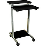 Black and Gray, Steel 34" To 46" Height Adjustable Desk, 24" Long Sit Stand Desk with Keyboard Tray