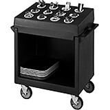 Black, Tray and Dish Cart with Rack and Cover