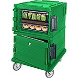 Green, Double Compartment, Insulated Food Carrier, 16-Pan Capacity
