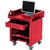 Hot Red, Cash Register Stand / Cart, No Rails, Heavy Duty Casters