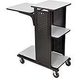 Black and Gray, Steel Heavy Duty Projector Stand / AV Cart, 3 Shelves & Keyboard Tray