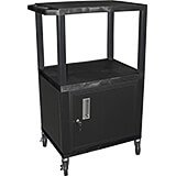 Black, Three Shelf Multi Purpose Cart With Storage